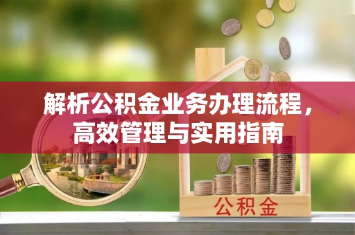 大安解析公积金业务办理流程，高效管理与实用指南