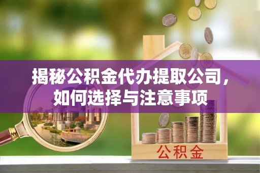大安揭秘公积金代办提取公司，如何选择与注意事项