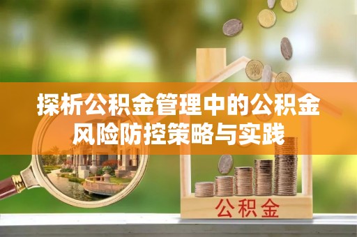 大安探析公积金管理中的公积金风险防控策略与实践
