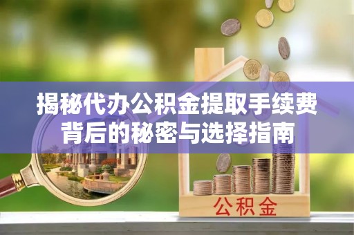 大安揭秘代办公积金提取手续费背后的秘密与选择指南